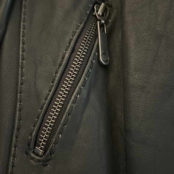 Michael kors grey leather moto jacket dark grey size large - Picture 5 of 10